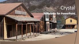  Presentation with los angeles - PPT theme with rustic-historic-movie-set-street background and a dark gray colored foreground