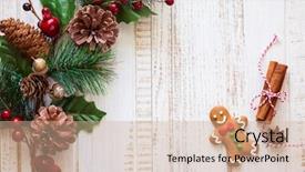 Presentation with gingerbread - Cool new presentation theme with rustic holiday - christmas background with gingerbread fir backdrop and a coral colored foreground