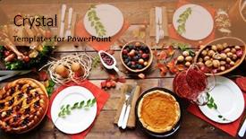  Presentation with thanksgiving - Beautiful PPT layouts featuring rustic holiday - thanksgiving table backdrop and a  colored foreground