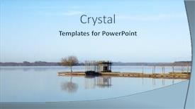  Presentation with zen - PPT theme featuring rustic jetty on a zen-like idyllic lake in aquitaine france background and a sky blue colored foreground