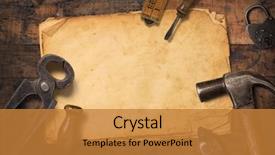  Presentation with masculine - PPT theme enhanced with rustic masculine crafting background background and a gold colored foreground