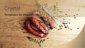  Presentation with rustic - Beautiful theme featuring rustic-natural-sausages-with-fresh backdrop and a coral colored foreground