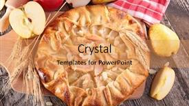  Presentation with almonds - Slide deck enhanced with apples pears - rustic pear tart and almonds background and a coral colored foreground