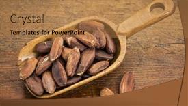  Presentation with rustic wood - Audience pleasing slides consisting of rustic-scoop-of-roasted-pili backdrop and a coral colored foreground