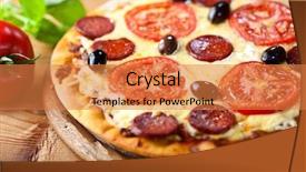  Presentation with chorizo - Colorful slide deck enhanced with rustic stone backed pizza backdrop and a coral colored foreground