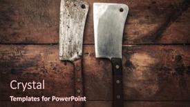  Presentation with rustic - Presentation theme featuring rustic-vintage-meat-cleavers background and a wine colored foreground