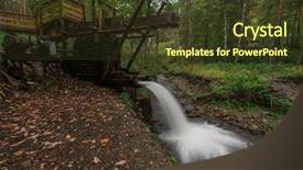  Presentation with mountain water - Colorful slide set enhanced with rustic watermill with wheel being backdrop and a tawny brown colored foreground