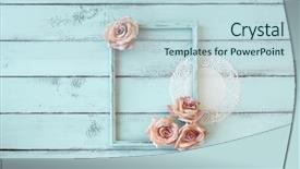  Presentation with rustic wedding - Theme enhanced with rustic wedding - wooden photo frame with lace background and a sky blue colored foreground