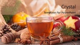  Presentation with christmas saferty - Presentation enhanced with rustic winter holiday - christmas tea background and a coral colored foreground