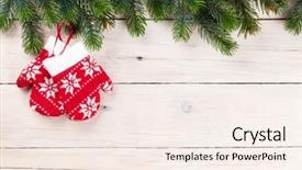  Presentation with snow tree - Slide set with rustic winter holiday - christmas wooden background with snow background and a  colored foreground