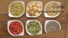  Presentation with macadamia nuts - PPT layouts having rustic wood pumpkin see background and a coral colored foreground