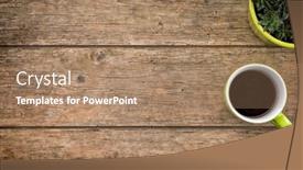  Presentation with cup coffee - Colorful slides enhanced with rustic-wooden-background-with-cup backdrop and a coral colored foreground