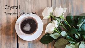  Presentation with spray - Theme with white spray roses with coffee background and a mint green colored foreground