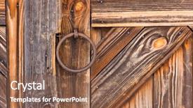  Presentation with barn - Presentation theme consisting of rustic wooden barn door with metal handle background and a violet colored foreground