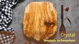  Presentation with cutting concrete - Beautiful presentation theme featuring rustic-wooden-cutting-board backdrop and a tawny brown colored foreground
