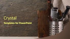  Presentation with cutlery - Beautiful slide deck featuring rustic-wooden-cutting-board backdrop and a tawny brown colored foreground