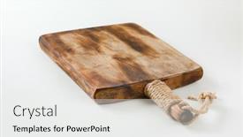  Presentation with cutting board - Amazing PPT theme having rustic-wooden-cutting-or-serving backdrop and a white colored foreground