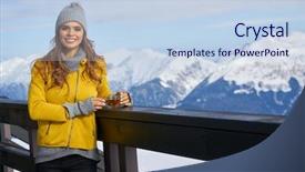  Presentation with rustic - Audience pleasing presentation theme consisting of rustic wooden outdoor cafe mountain backdrop and a sky blue colored foreground