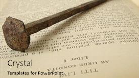  Presentation with ancient book - Slides consisting of rusty-ancient-nail background and a  colored foreground