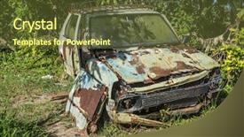  Presentation with abandoned - Cool new PPT theme with iron waste - rusty car abandoned near tropical backdrop and a tawny brown colored foreground