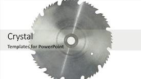  Presentation with blade - Amazing slide set having rusty circular saw blade isolated backdrop and a light gray colored foreground