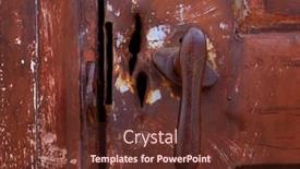  Presentation with medical splint broken bone hand - PPT theme featuring rusty-door-handle-and-latch background and a tawny brown colored foreground