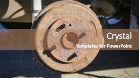  Presentation with car brake - PPT layouts with rusty drum brake background and a coral colored foreground