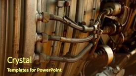  Presentation with airplane engine - Amazing presentation design having rusty engine detail with pipes backdrop and a tawny brown colored foreground