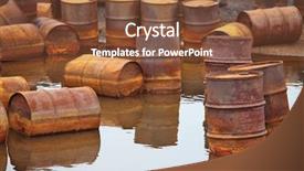  Presentation with toxic - Colorful PPT layouts enhanced with toxic environment - rusty fuel and chemical drums backdrop and a tawny brown colored foreground