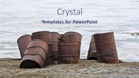  Presentation with drums - Beautiful PPT layouts featuring chemical drums on arctic backdrop and a sky blue colored foreground