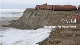  Presentation with fuel - PPT theme featuring rusty fuel and chemical drums background and a gray colored foreground