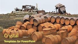  Presentation with fuel - Presentation theme featuring rusty fuel and chemical drums in the arctic background and a tawny brown colored foreground