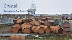  Presentation with fuel - PPT layouts enhanced with rusty-fuel-and-chemical-drums background and a sky blue colored foreground