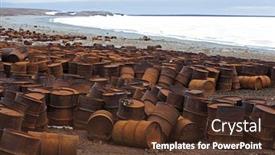  Presentation with fuel - Theme having rusty-fuel-and-chemical-drums background and a tawny brown colored foreground