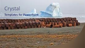  Presentation with drums - PPT theme enhanced with rusty-fuel-and-chemical-drums background and a lemonade colored foreground