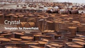  Presentation with fuel - Colorful presentation theme enhanced with rusty-fuel-and-chemical-drums backdrop and a tawny brown colored foreground