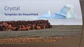  Presentation with iceberg - Colorful presentation theme enhanced with rusty-fuel-and-chemical-drums backdrop and a lemonade colored foreground