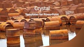  Presentation with fuel oil - Presentation theme enhanced with corrosion oil gas - rusty fuel and chemical drums background and a red colored foreground