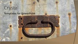  Presentation with sheet metal - Audience pleasing slide set consisting of rusty-handle-on-old-door backdrop and a mint green colored foreground