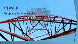  Presentation with high voltage - Beautiful PPT theme featuring rusty high voltage transmission tower backdrop and a light blue colored foreground