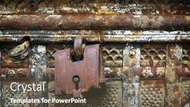  Presentation with iron - Beautiful presentation theme featuring rusty-iron-lock-of-ancient backdrop and a tawny brown colored foreground