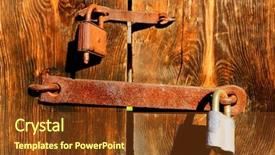  Presentation with old rusty pipe - Beautiful theme featuring rusty locks on wooden door backdrop and a tawny brown colored foreground