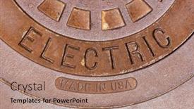  Presentation with electric - Presentation consisting of rusty-man-hole-cover background and a coral colored foreground