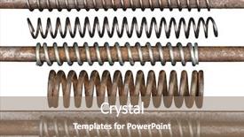  Presentation with mechanical - Presentation design with rusty metal springs isolated background and a coral colored foreground