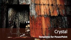  Presentation with old rusty pipe - PPT layouts consisting of rusty old warehouse door background background and a tawny brown colored foreground