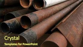  Presentation with steel pipe - Cool new PPT layouts with rusty pipe backdrop and a tawny brown colored foreground