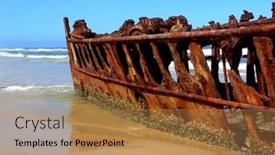  Presentation with queensland - Audience pleasing slides consisting of rusty-shipwreck-on-tropical-beach backdrop and a coral colored foreground