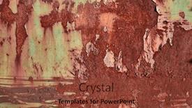 Presentation with chrome aluminium texture metal - PPT theme consisting of rusty-stained-metal-gate-texture background and a tawny brown colored foreground