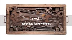  Presentation with tools - Presentation theme featuring rusty-vintage-tools-such background and a tawny brown colored foreground