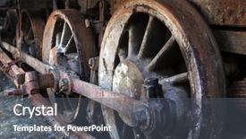  Presentation with steam train - PPT theme enhanced with rusty wheels of old steam background and a dark gray colored foreground